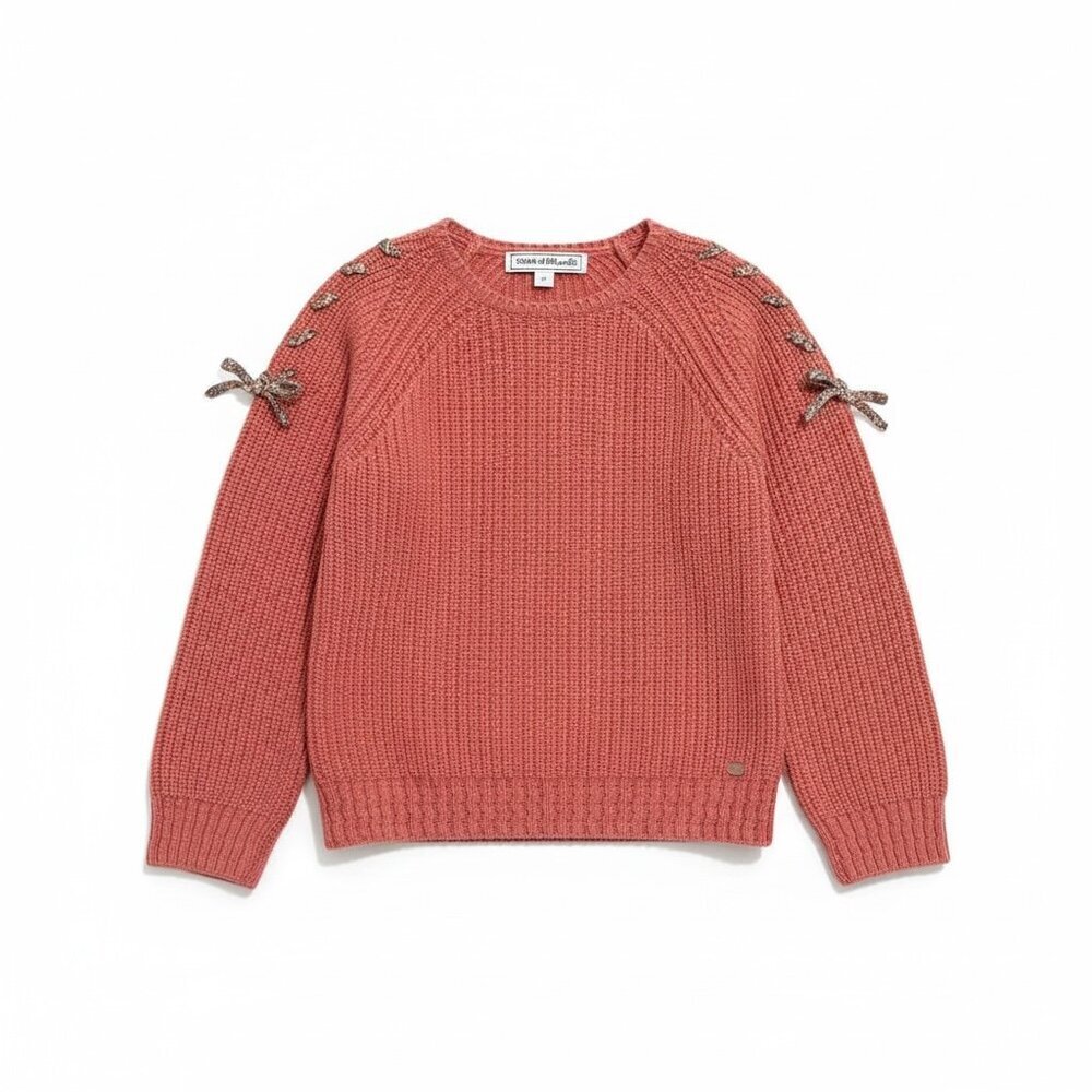 Tartine Et Chocolat Girls Cable Knit Sweater Tie Details Size 8 Pink